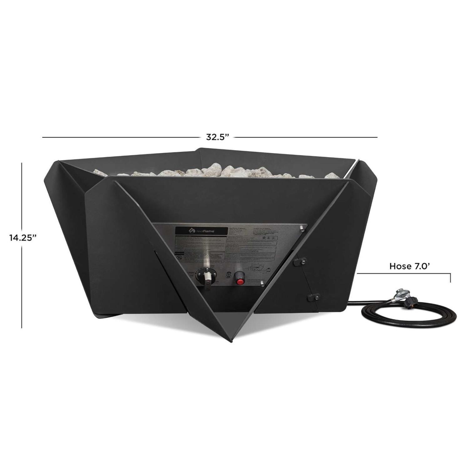 Lakeview Outdoor Designs SC-11775NG-WSLT Lion Sands 32 1/2-Inch Pentagon Natural Gas Fire Bowl - Dimensions thumbnail