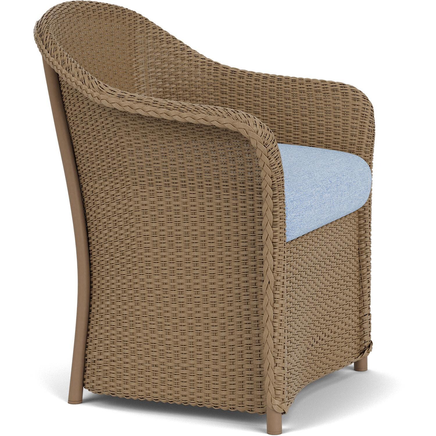 Lloyd Flanders Weekend Retreat Dining Armchair in Fawn Finish W/ Demo Skyway Fabric - Angled thumbnail