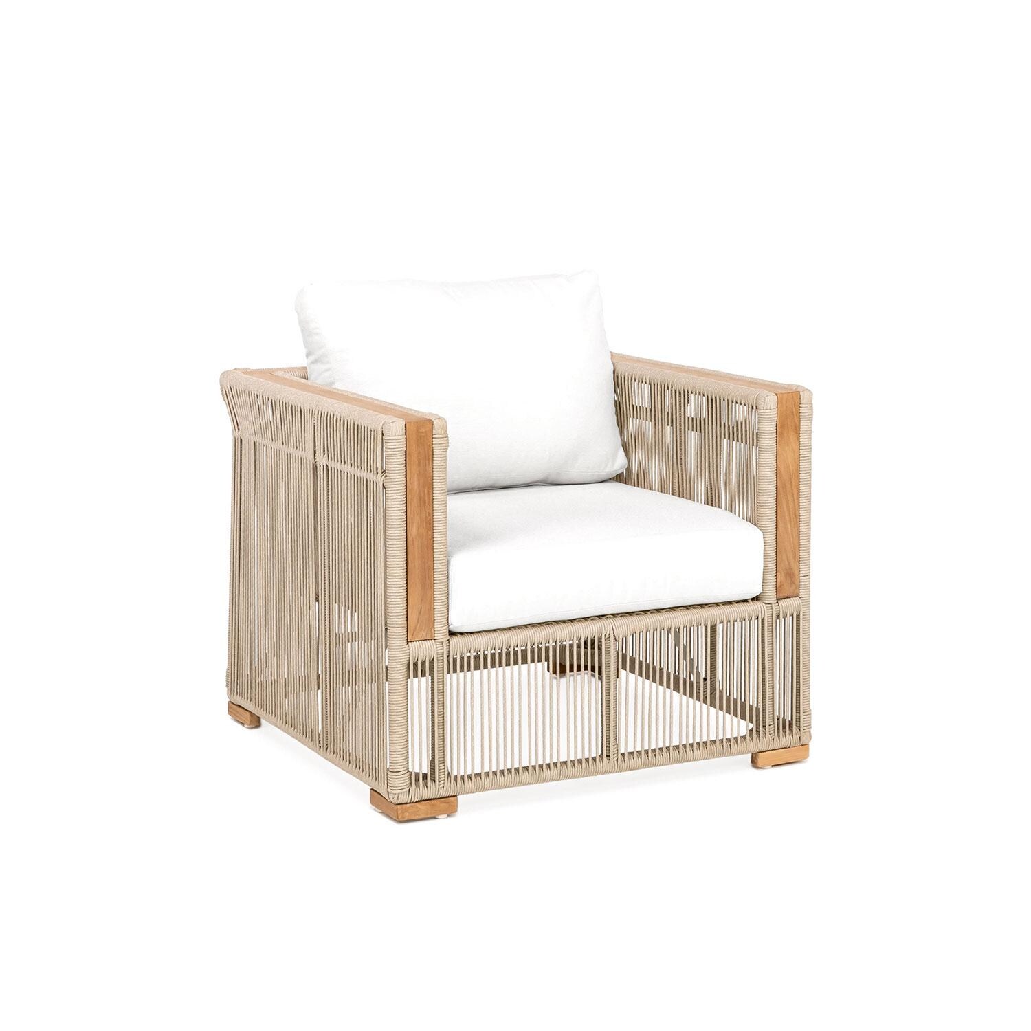 Pelican View Woven Rope Club Chair in Natural by Lakeview Outdoor Designs - Side View - White Background thumbnail