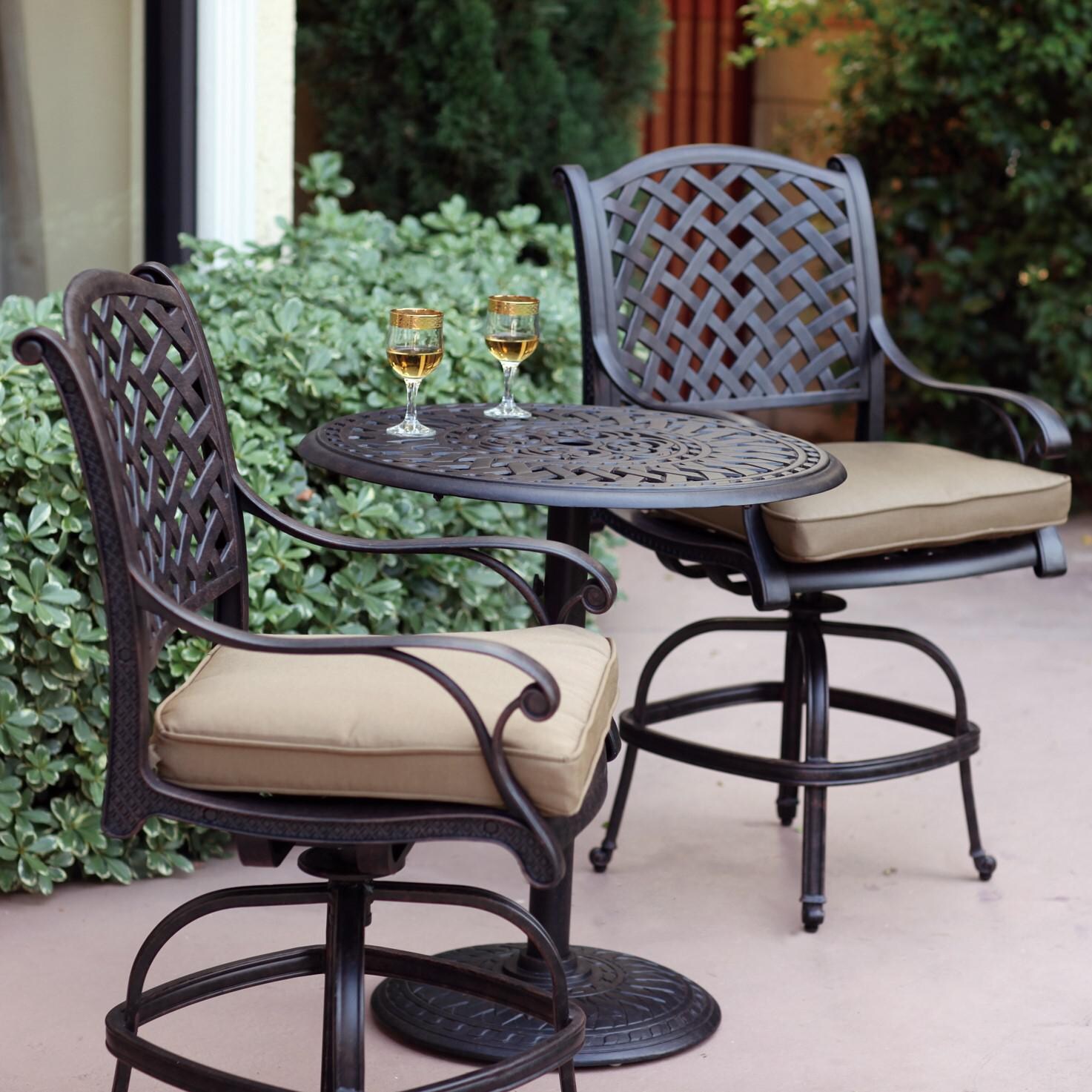 Nassau Cast Aluminum Patio Counter Height Swivel Bar Stool By Darlee - On The Patio (Table Not Included) thumbnail