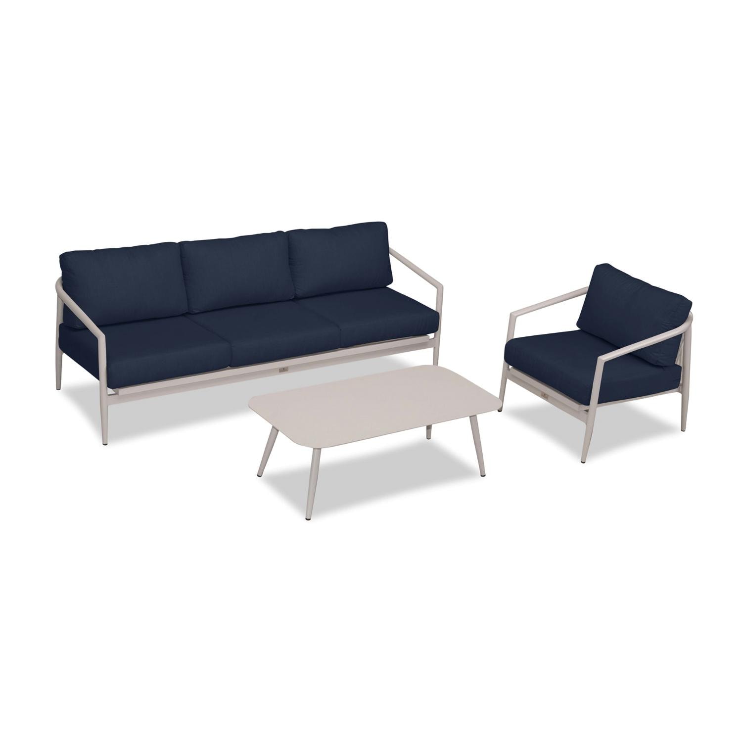 Lakeview Midnight Cove 3 Pc Aluminum Sofa Seating Set in Urban Stone/Carrera/Spectrum Indigo - Top - White Background thumbnail