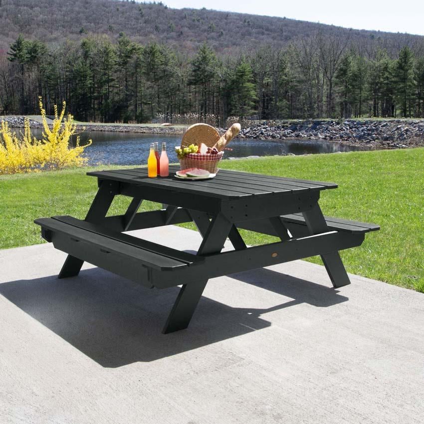Lakeview Outdoor Designs Lookwood 71 Inch Black Recycled Plastic Picnic Table by - LV-TBLH324-BKE