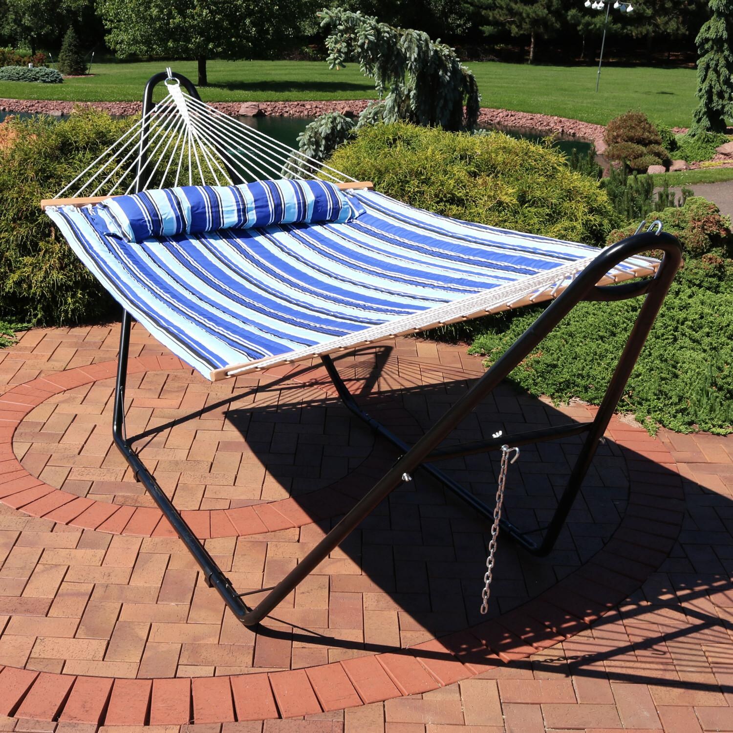 Ultimate Patio Decor Quilted Double Hammock w/ Universal Stand - Catalina Beach - QFH-CB-MHS-COMBO