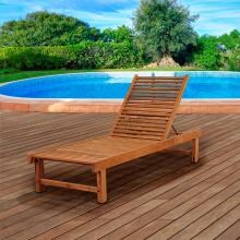 Amazonia Pitcairn Island Teak Patio Chaise Lounge