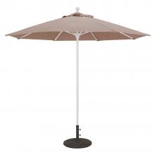 Galtech 9 Ft. Bar Height Octagonal Aluminum Patio Market Umbrella W/ Push Lift - White Frame W/ Sunbrella Canvas Camel Canopy image