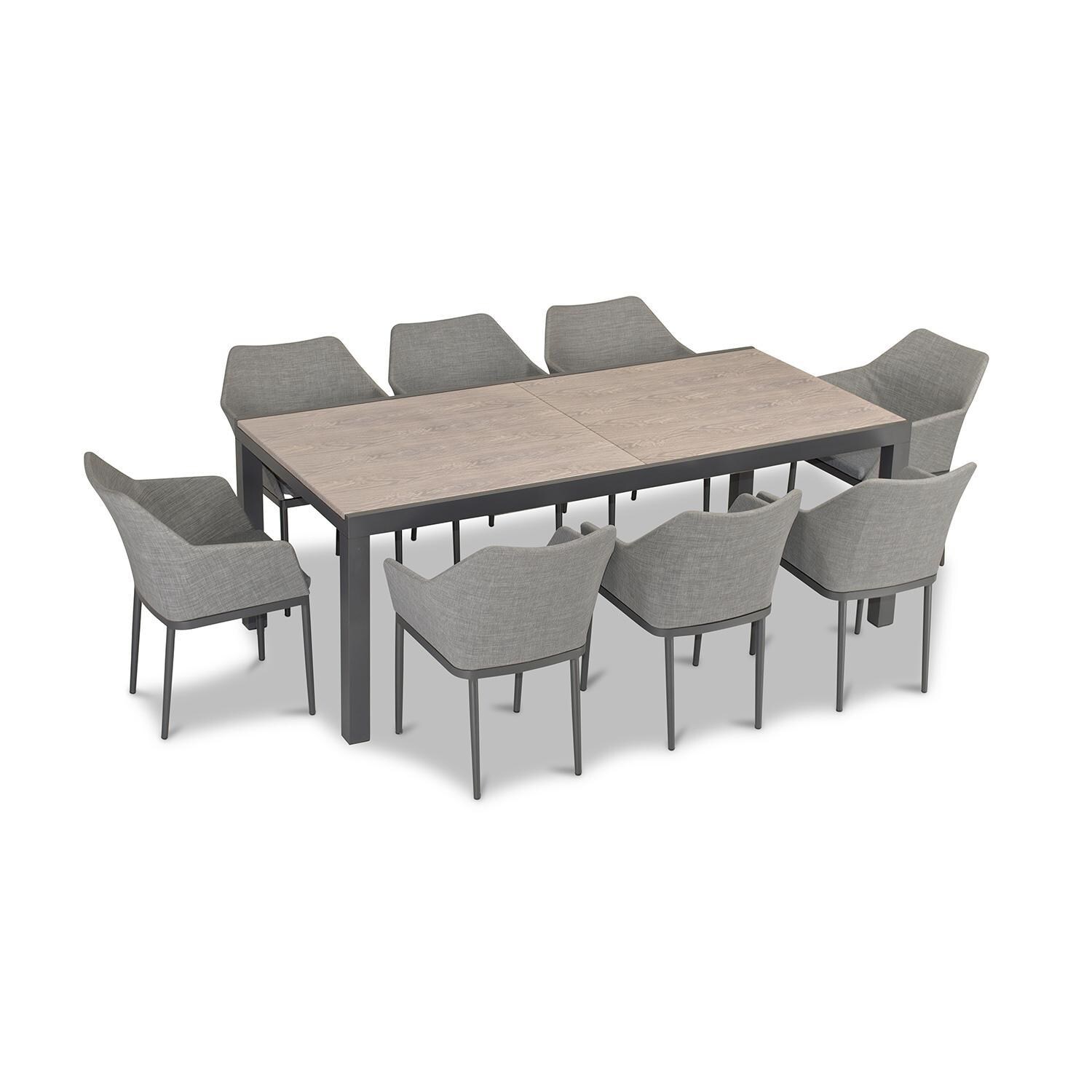 Starlook Bay 9 Pc Extendable Dining Set in Slate/Barnwood by Lakeview - Top View - White Background thumbnail
