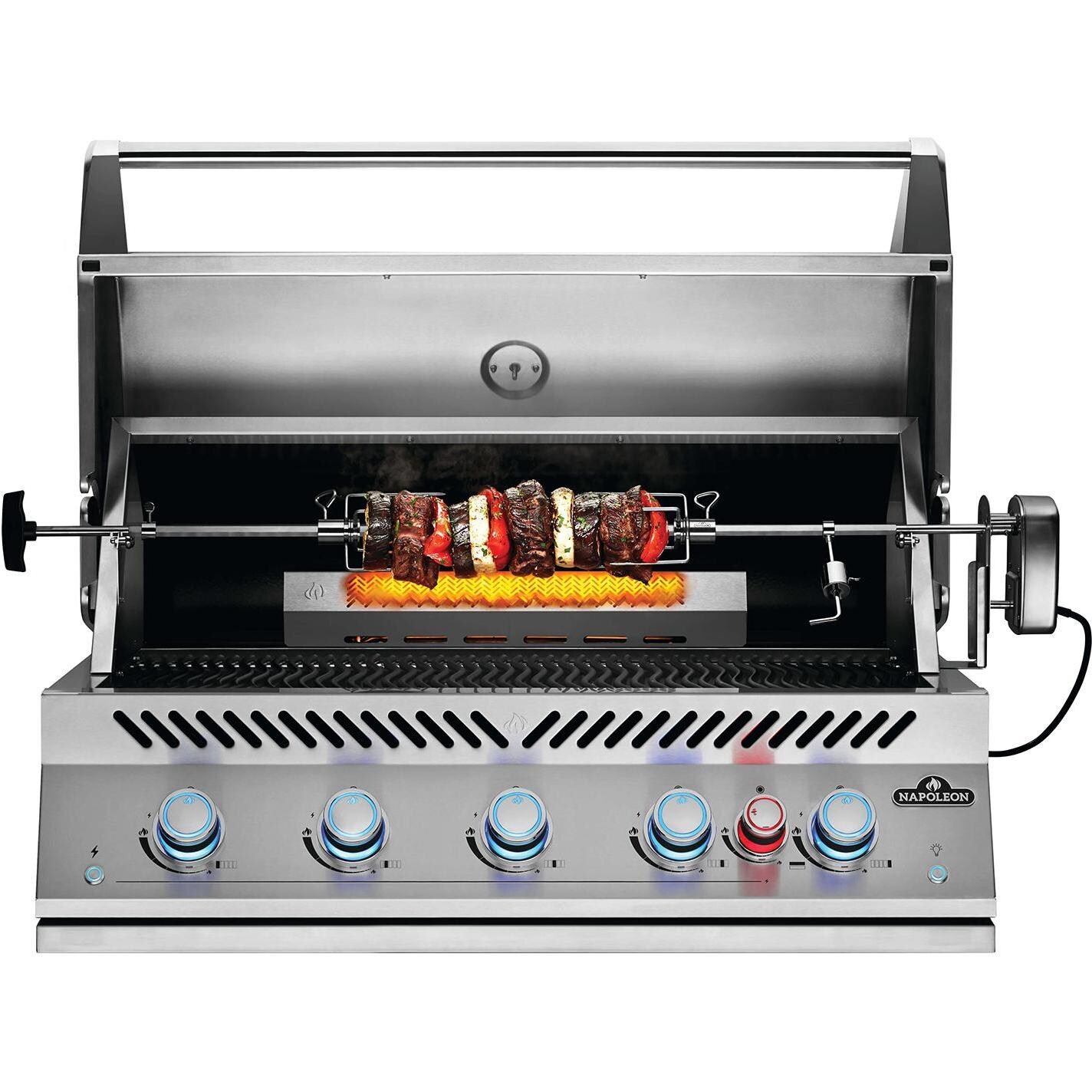 Napoleon BIG38RBNSS Built-In 700 Series 38-Inch Natural Gas Grill with Infrared Rear Burner & Rotisserie Kit - Rotisserie Kit with Food thumbnail