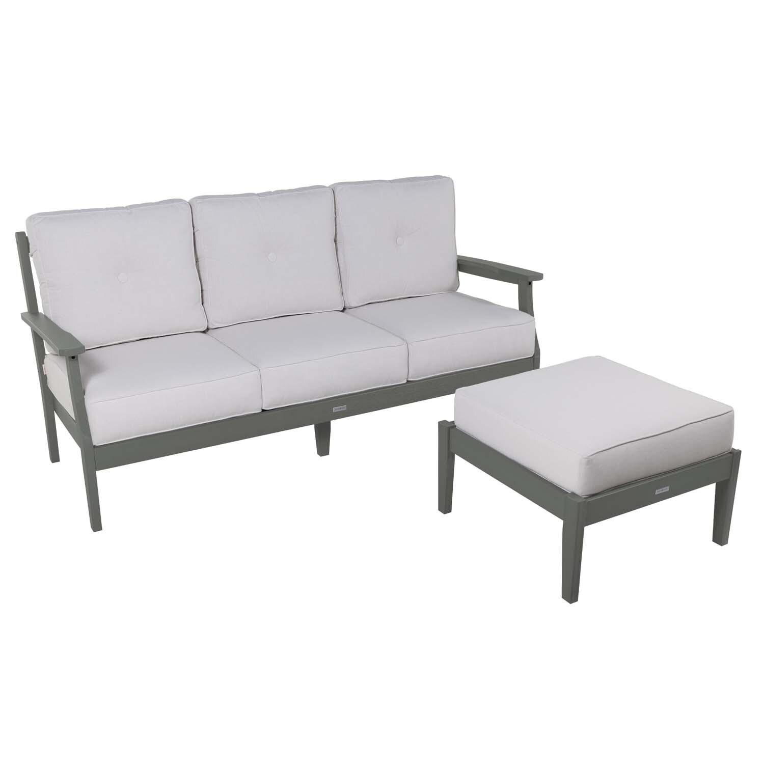 Blushing Bay 2 Pc Recycled Plastic Seating Set in Bliss Linen/Coastal Teak by Lakeview Outdoor Designs - White Background thumbnail
