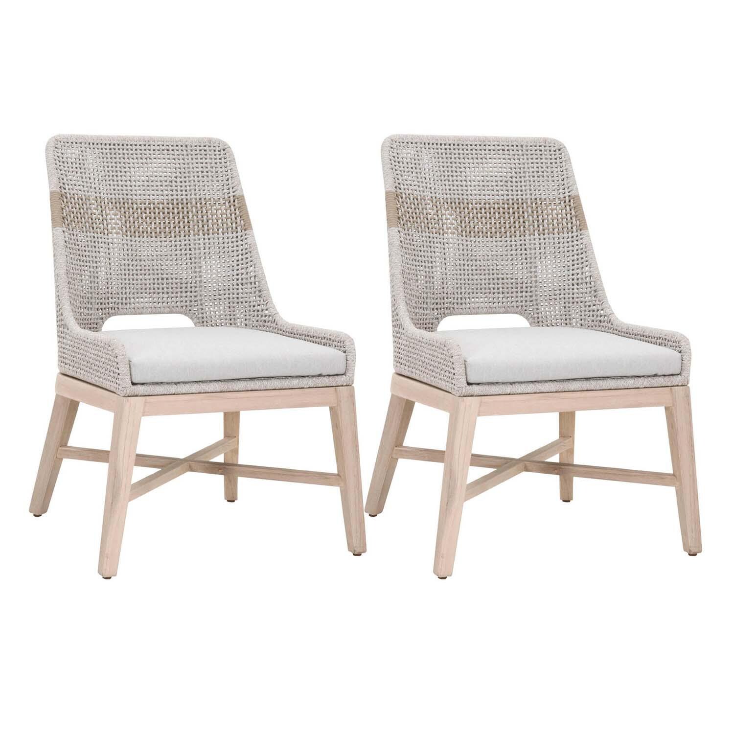 Cocoa Way Woven Rope Dining Chair in Taupe & White - Set of 2 - By Lakeview thumbnail