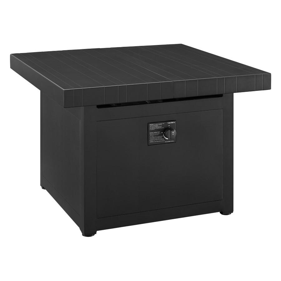Plank and Hide 34 inch Square Functional Fire Pit Table in Black Iron - Black 90003-BLA-1-BLA-3 - Angled Closed thumbnail