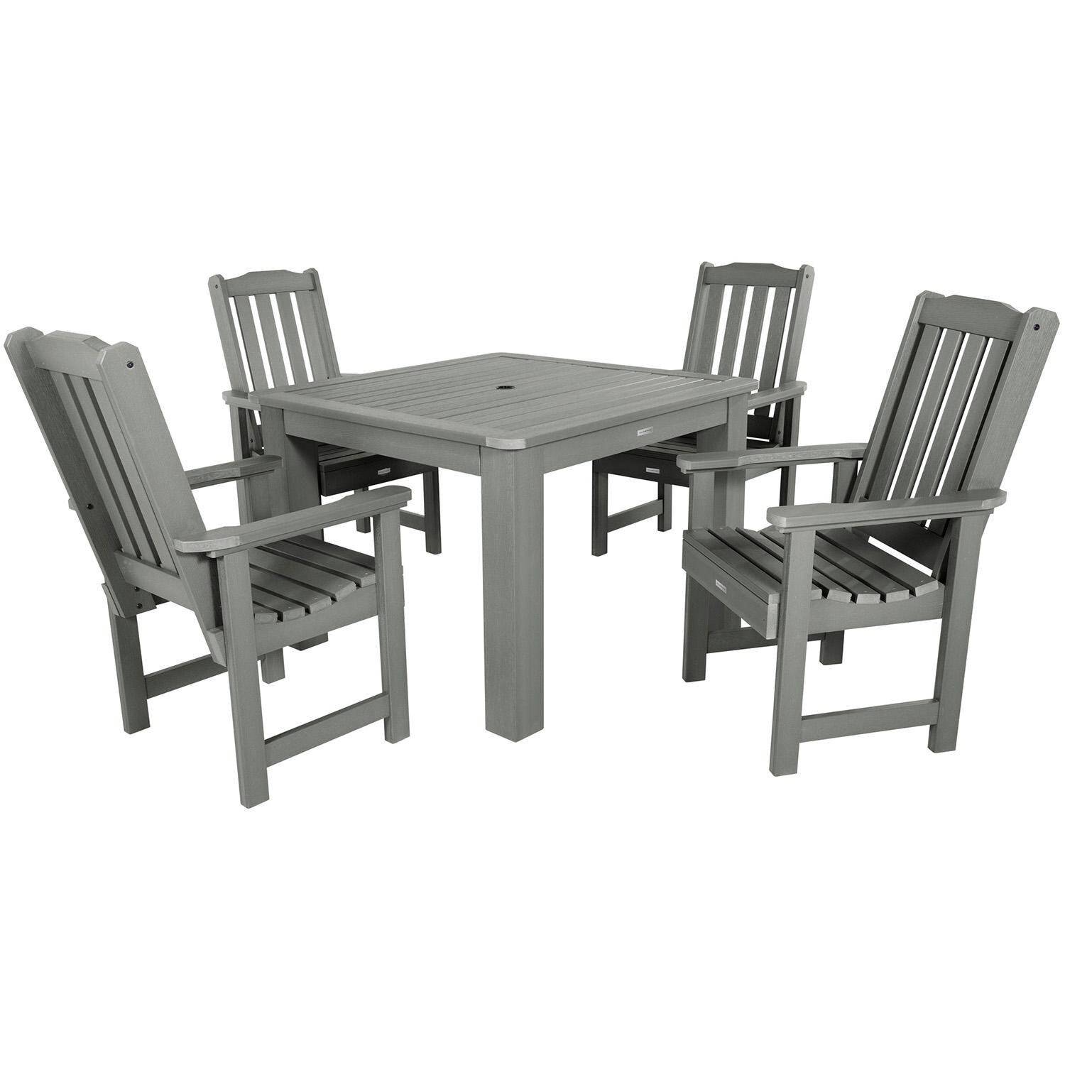 Hart Lane 5 Pc Square Dining Set in Coastal Teak By Lakeview Outdoor Designs - White Background thumbnail