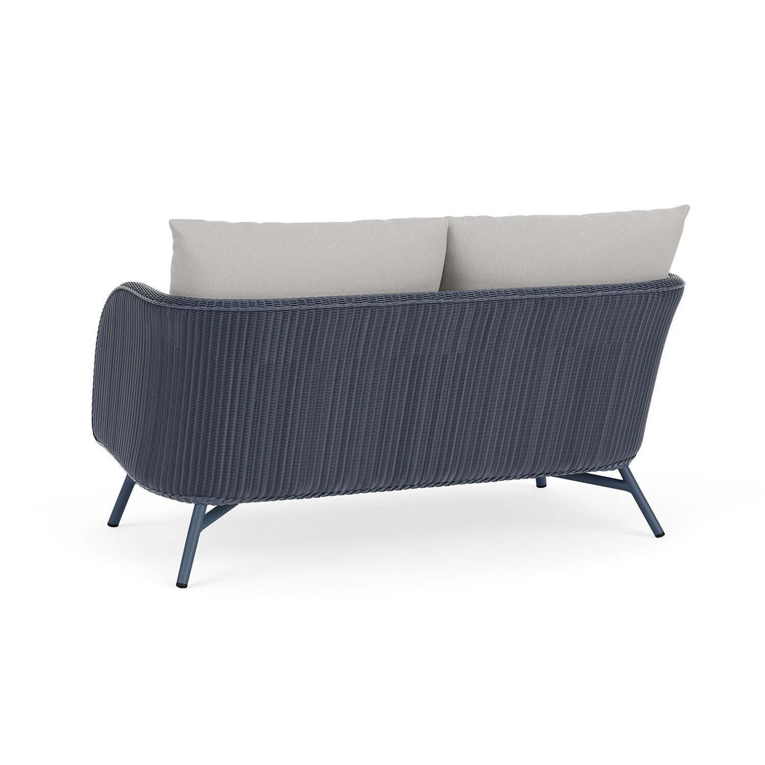 Lloyd Flanders Essence Loveseat W/Sailcloth Salt Fabric - Denim Blue Finish - Back Left thumbnail