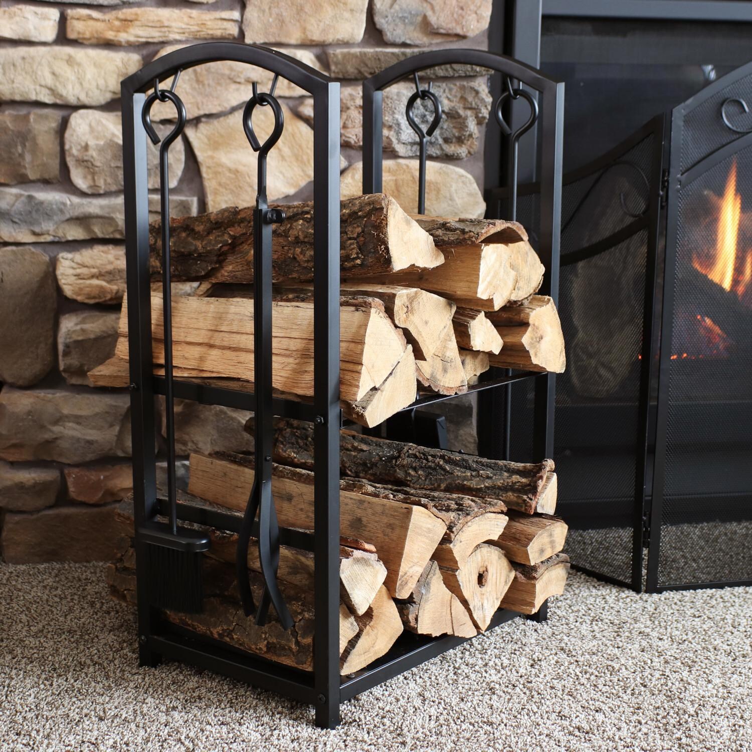 Ultimate Patio SC-GWC-470 Steel Fireplace Log Holder and 5-Piece Tool Set - Lifestyle thumbnail