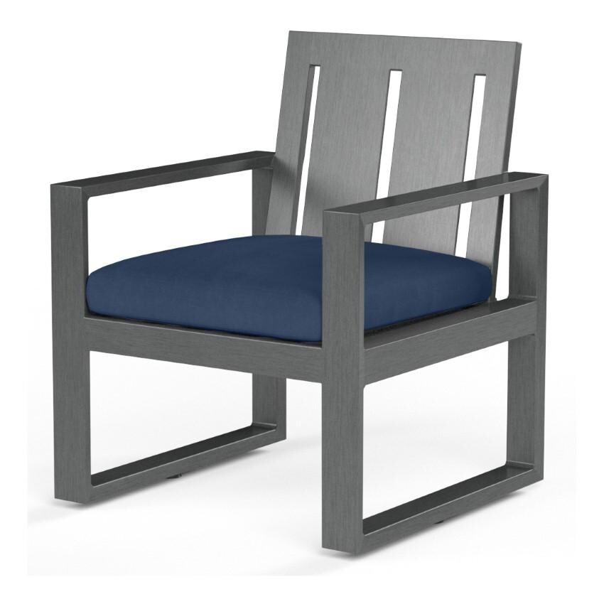 Redondo Aluminum Dining Arm Chair w/ No Welt in Slate/Spectrum Indigo by Sunset West