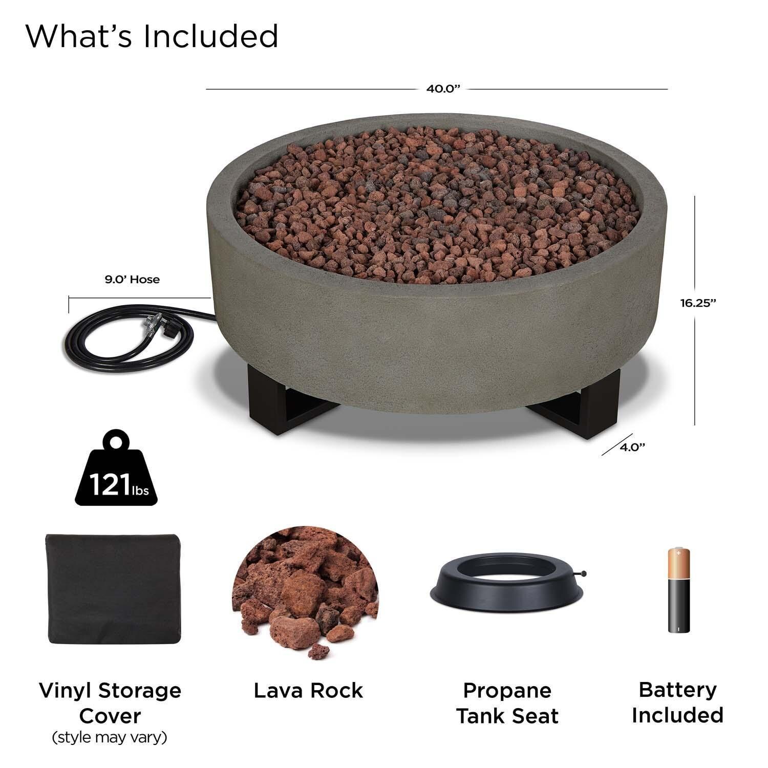Harborwood 40 Inch Round Powder Coated Steel Propane Fire Bowl in Glacier Gray by Lakeview Outdoor Designs - Included thumbnail