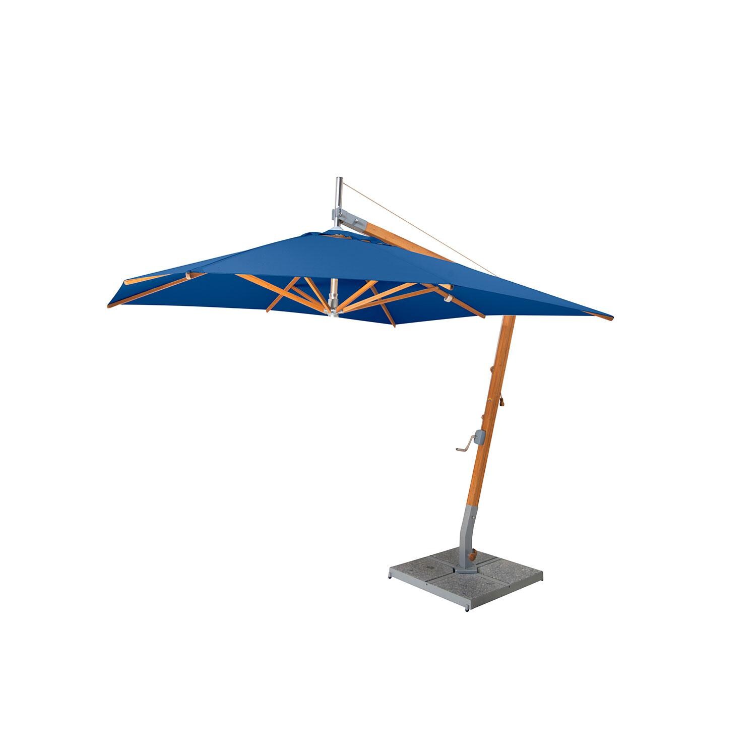 Bambrella Sirocco 8.5 Ft. Square Sidewind Bamboo Umbrella - Ocean Blue Canopy