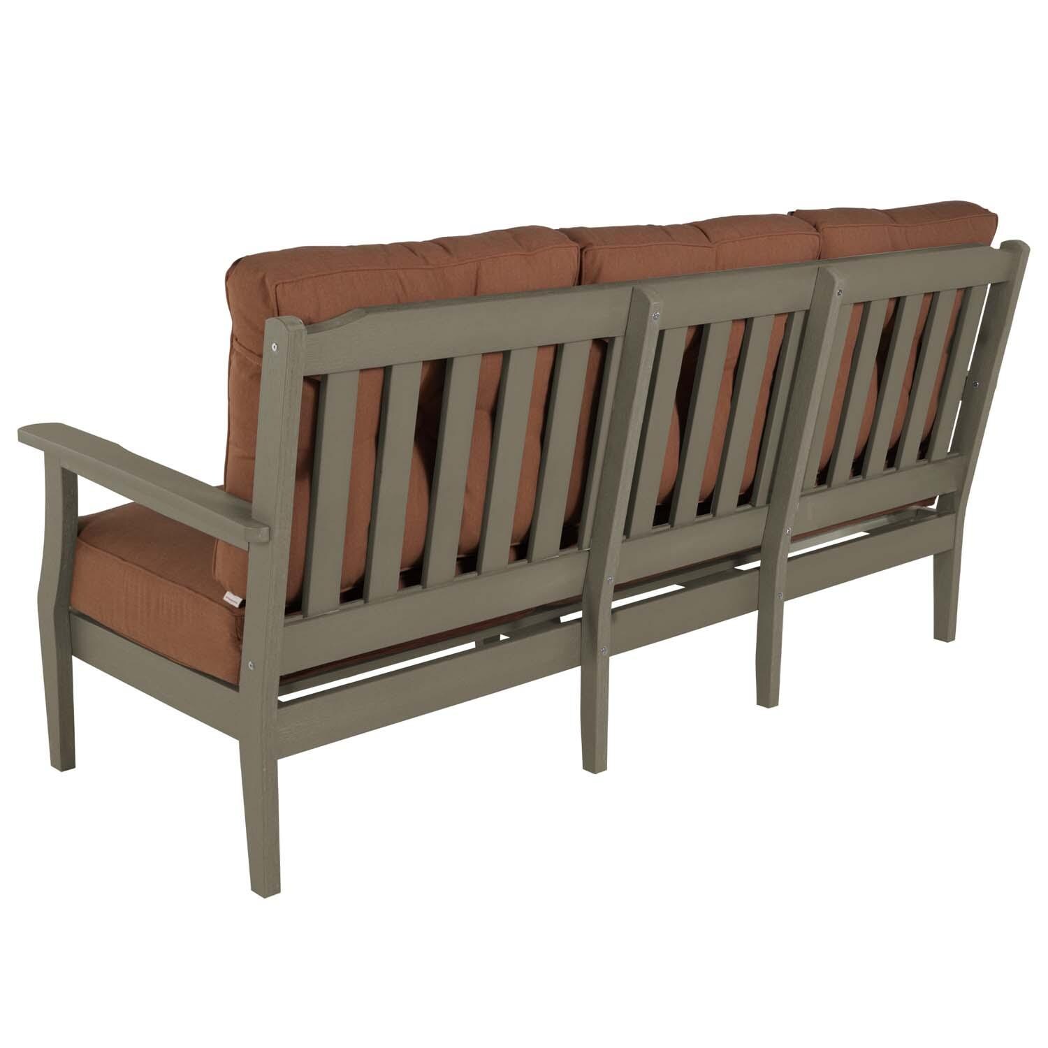 Blushing Bay 2 Pc Recycled Plastic Seating Set in Canvas Persimmon/Woodland Brown by Lakeview Outdoor Designs - Love Seat Back View - White Background thumbnail