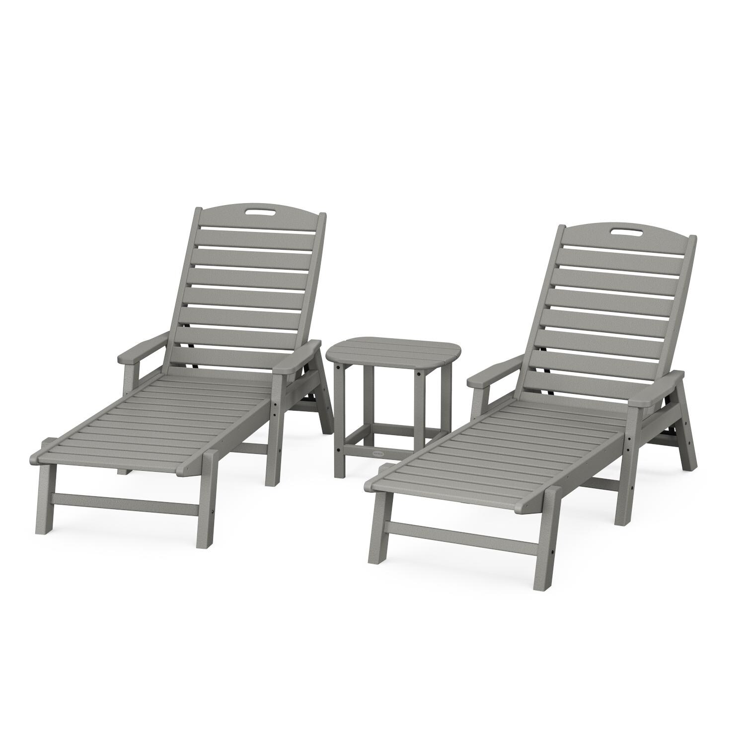 POLYWOOD Nautical 3Piece Chaise Lounge W/Arms Set W/South Beach 18