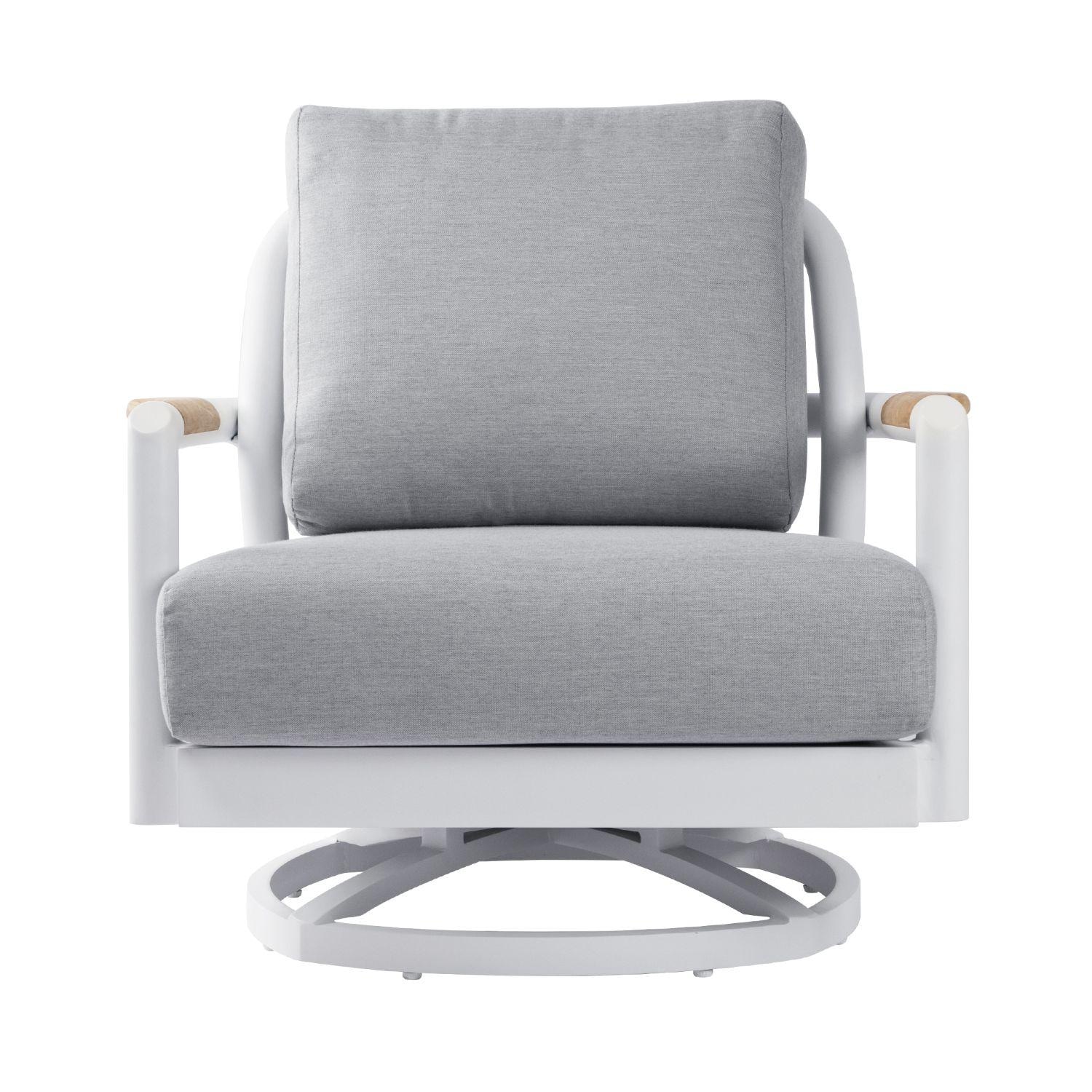 Elementi OS-2501W Santorini Outdoor Aluminum Swivel Club Chair w/ Sunbrella Cushions - Display - White Background thumbnail