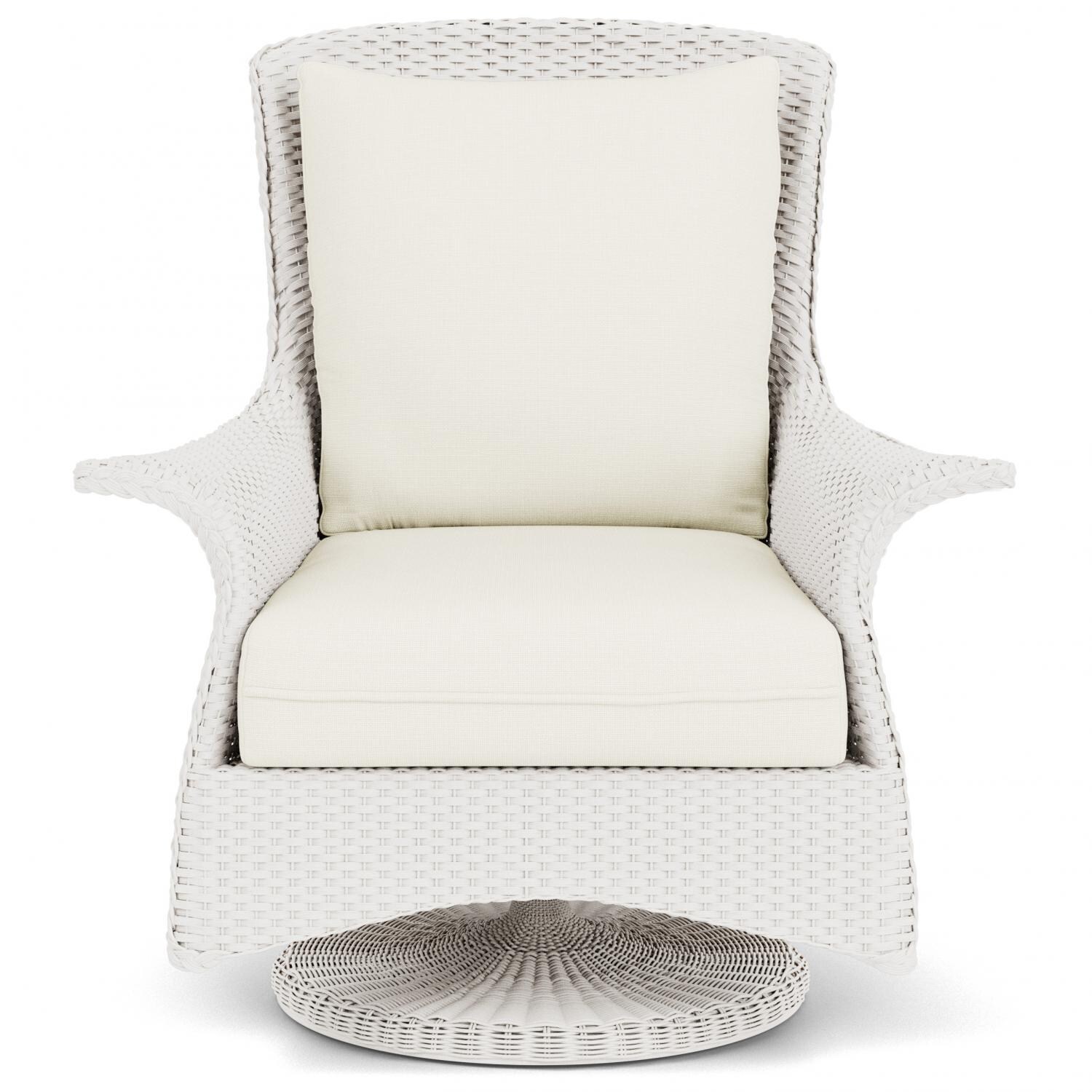 Lloyd Flanders Mandalay Swivel Rocker Lounge Chair in White Finish with Sailcloth Salt fabric thumbnail