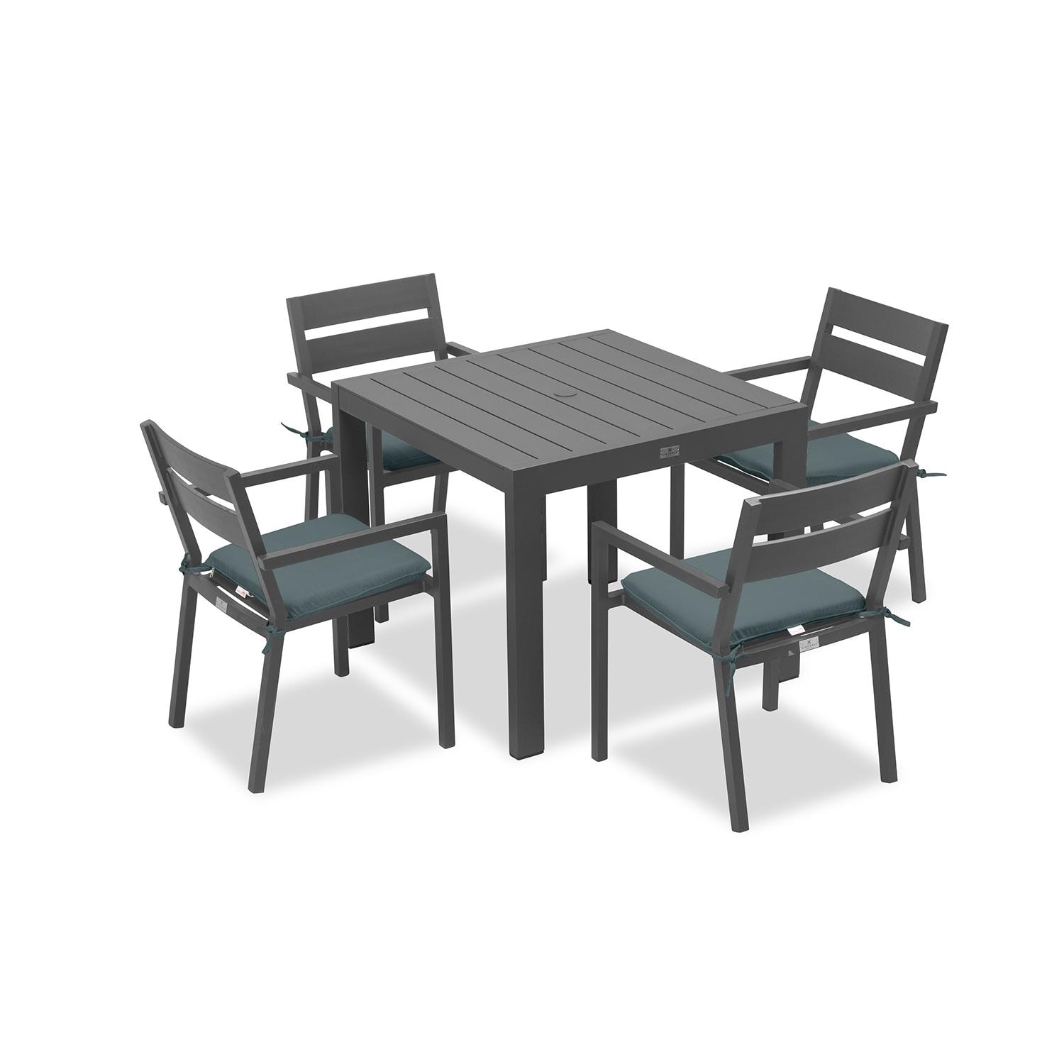 Calm Bay Classic 5 Pc Square Dining Set in Slate/Cast Lagoon by Lakeview - White Background thumbnail