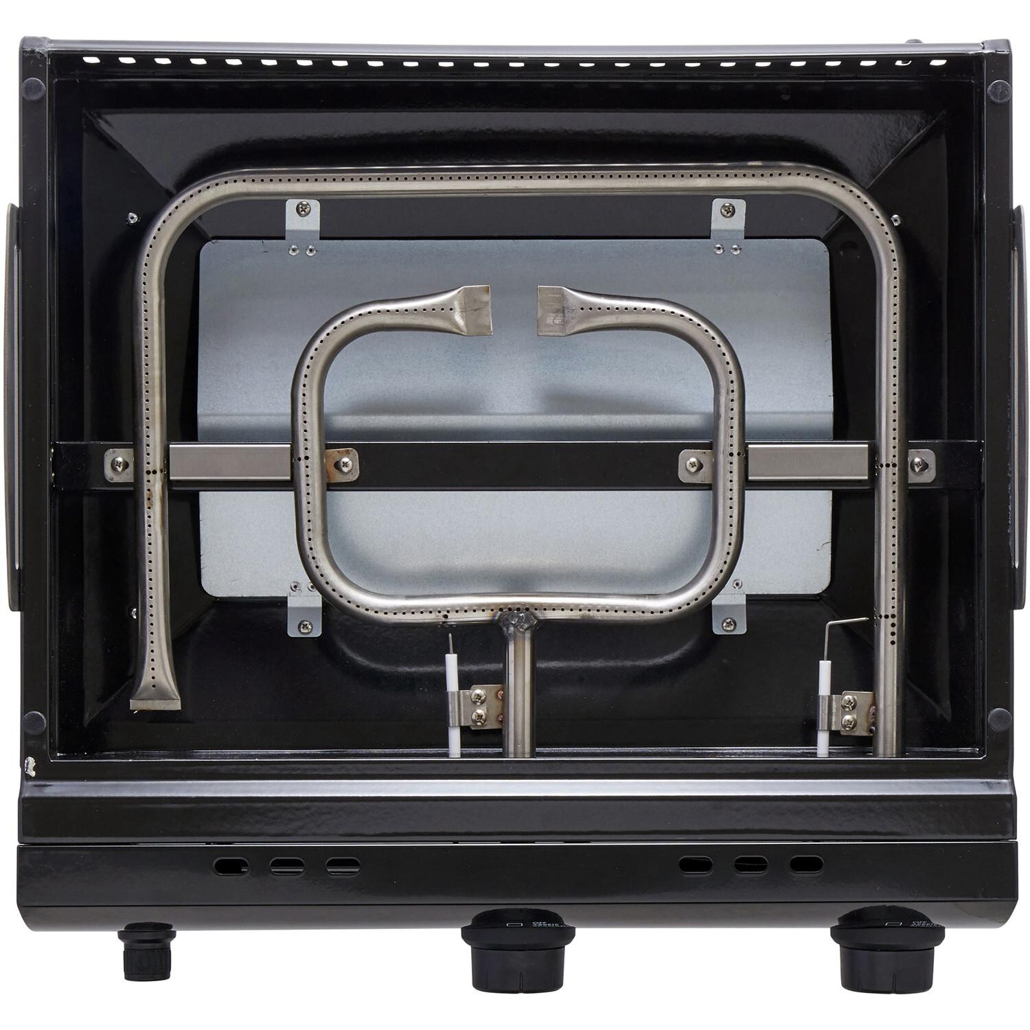 BakerStone 16-Inch Portable Propane Gas Grill With Pizza Oven Box & Cart - Overhead Burner Detail thumbnail