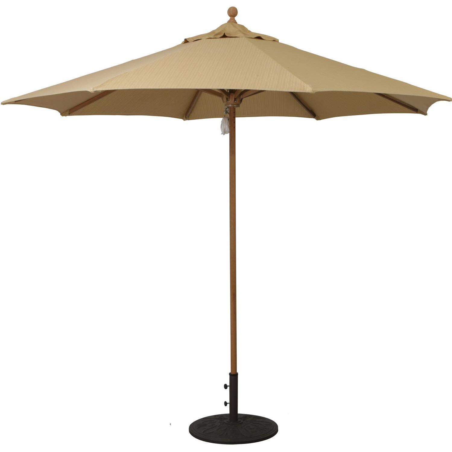 Galtech 9 Ft Teak Patio Umbrella With Pulley Lift - Shown in Brass thumbnail