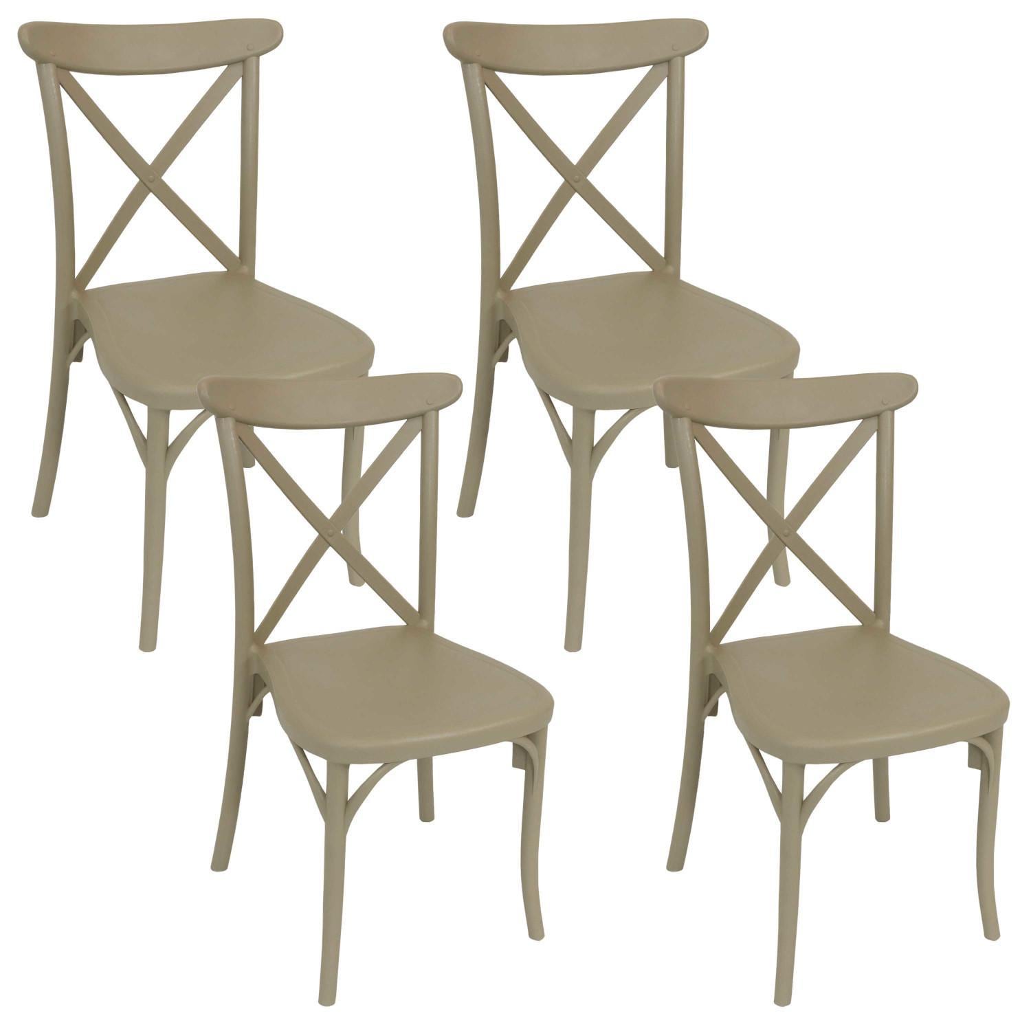Ultimate Patio 4 Piece Stackable Coffee Indoor/Outdoor Patio Dining Chair Set - Angled View Set thumbnail