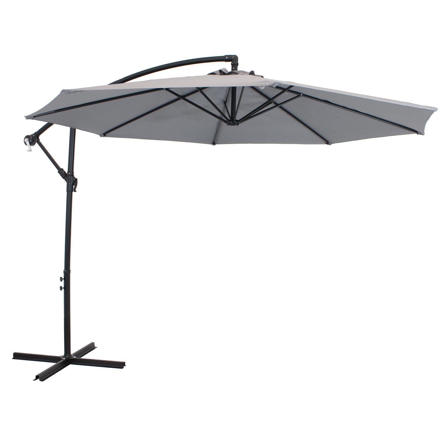 Ultimate Patio 9.5 Ft. Octagonal Aluminum Patio Cantilever Umbrella W/ Crank - Black Frame & Smoke Polyester Canopy thumbnail