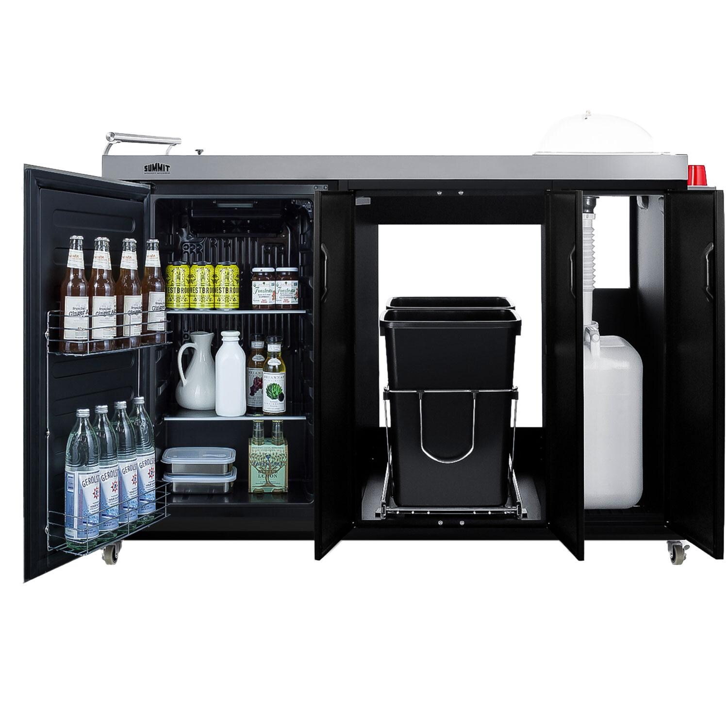 Summit CK54OSRS Outdoor Stainless Steel Weatherproof Kitchenette Refrigerator - Right Hinge - Inside View W/ Frigerated Products thumbnail