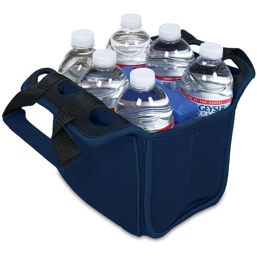 Picnic Time Six Pack Insulated Beverage Tote - Navy - Open thumbnail