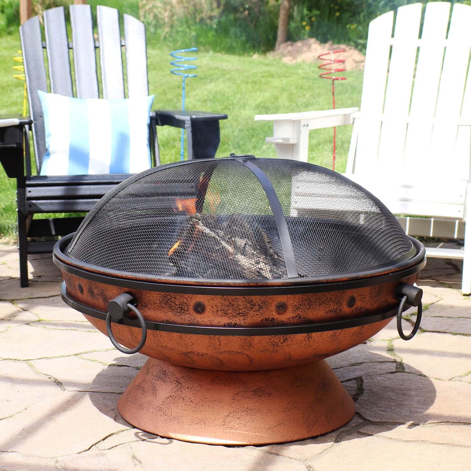 Cauldron 31-in Round Steel Wood-Burning Fire Pit in Copper by Ultimate Patio - Lifestyle thumbnail