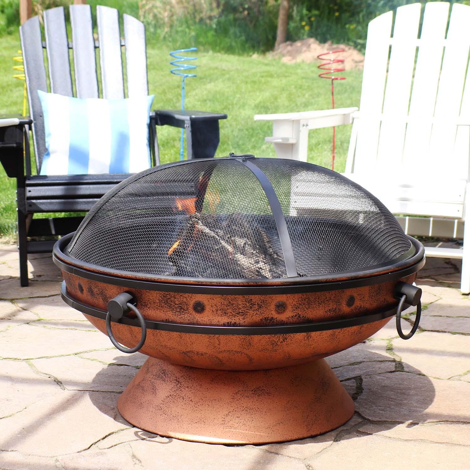 Cauldron 31 Inch Round Steel Wood-Burning Fire Pit in Copper by Ultimate Patio