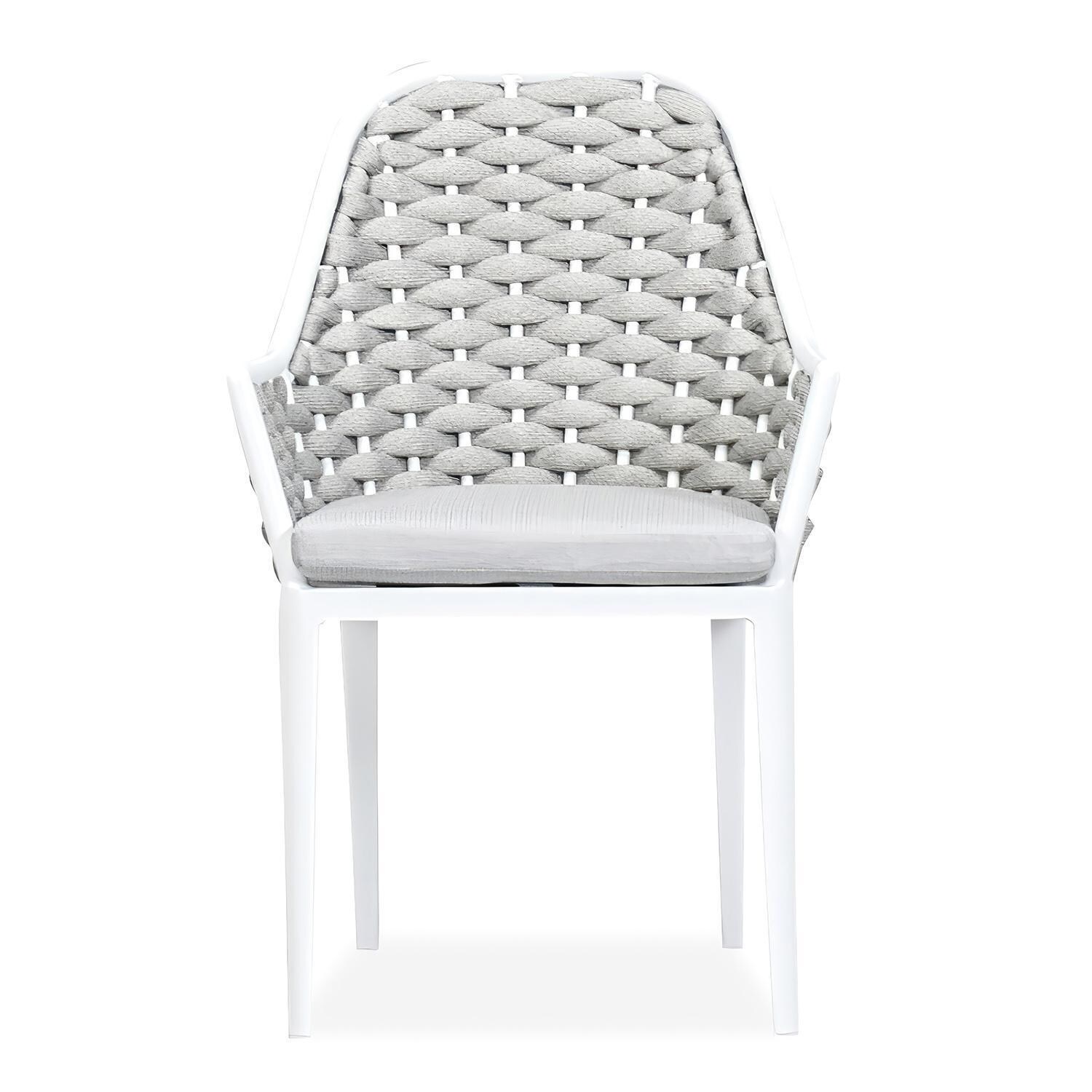 Chloe Bay Aluminum Dining Arm Chair in White by Lakeview - White Background thumbnail
