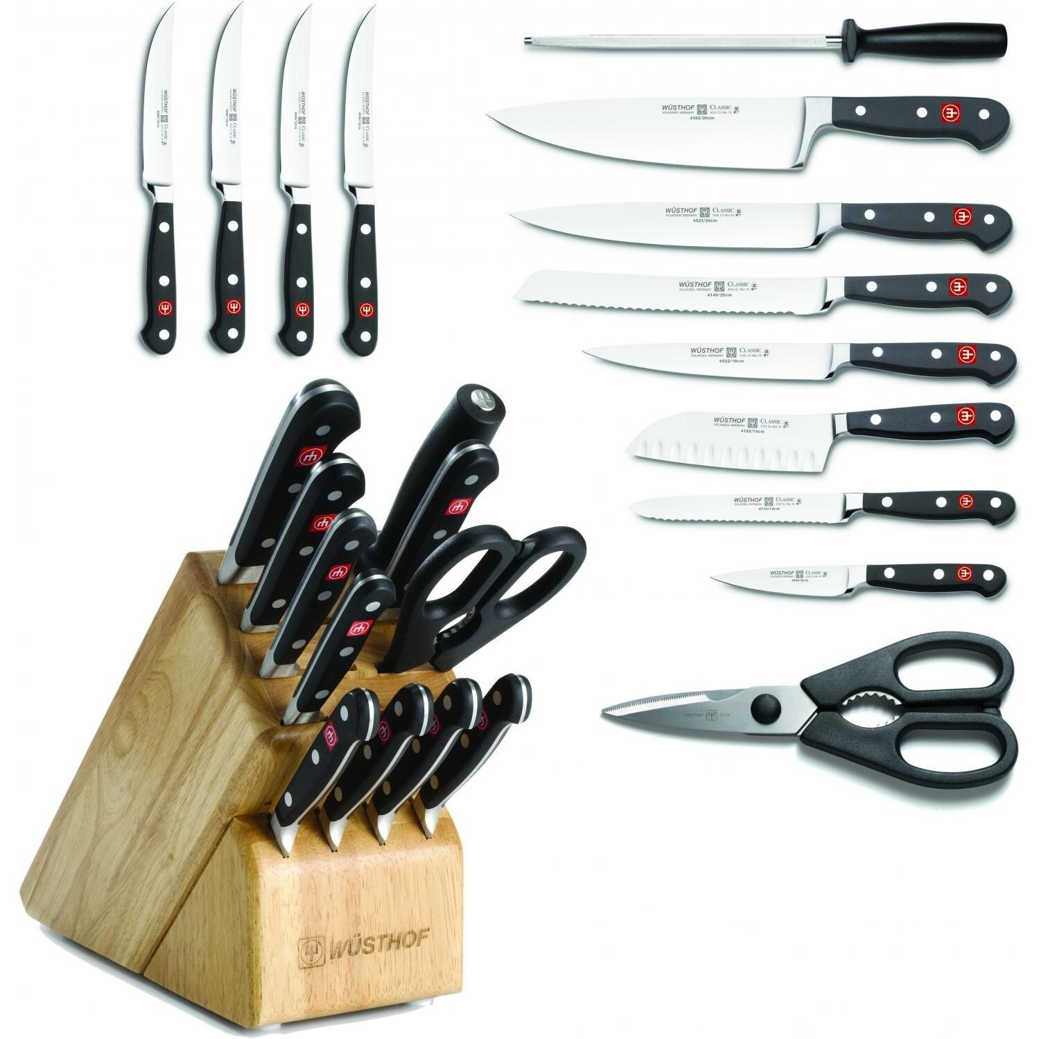 Wusthof Classic 16Piece Knife Block Set Natural 8616 BBQGuys