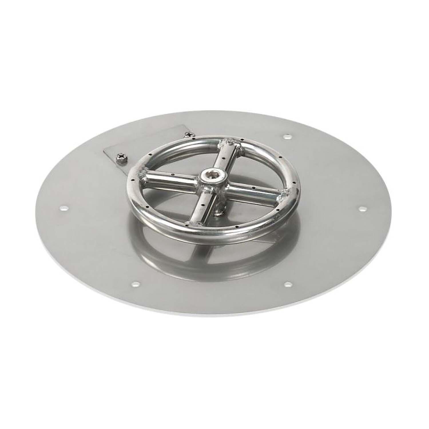 BBQGuys Signature 12 Inch Stainless Steel Round Flat Fire Pit Pan W/Spark Ignition Kit - 6 Inch Ring - Natural Gas - Pan - White Background thumbnail