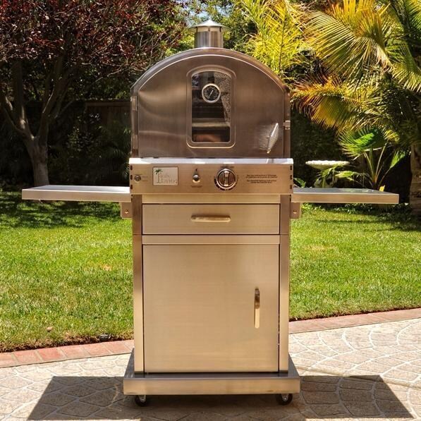Pacific Living PL8430SS Natural Gas Stainless Steel Outdoor Pizza Oven On Cart - On The Patio thumbnail