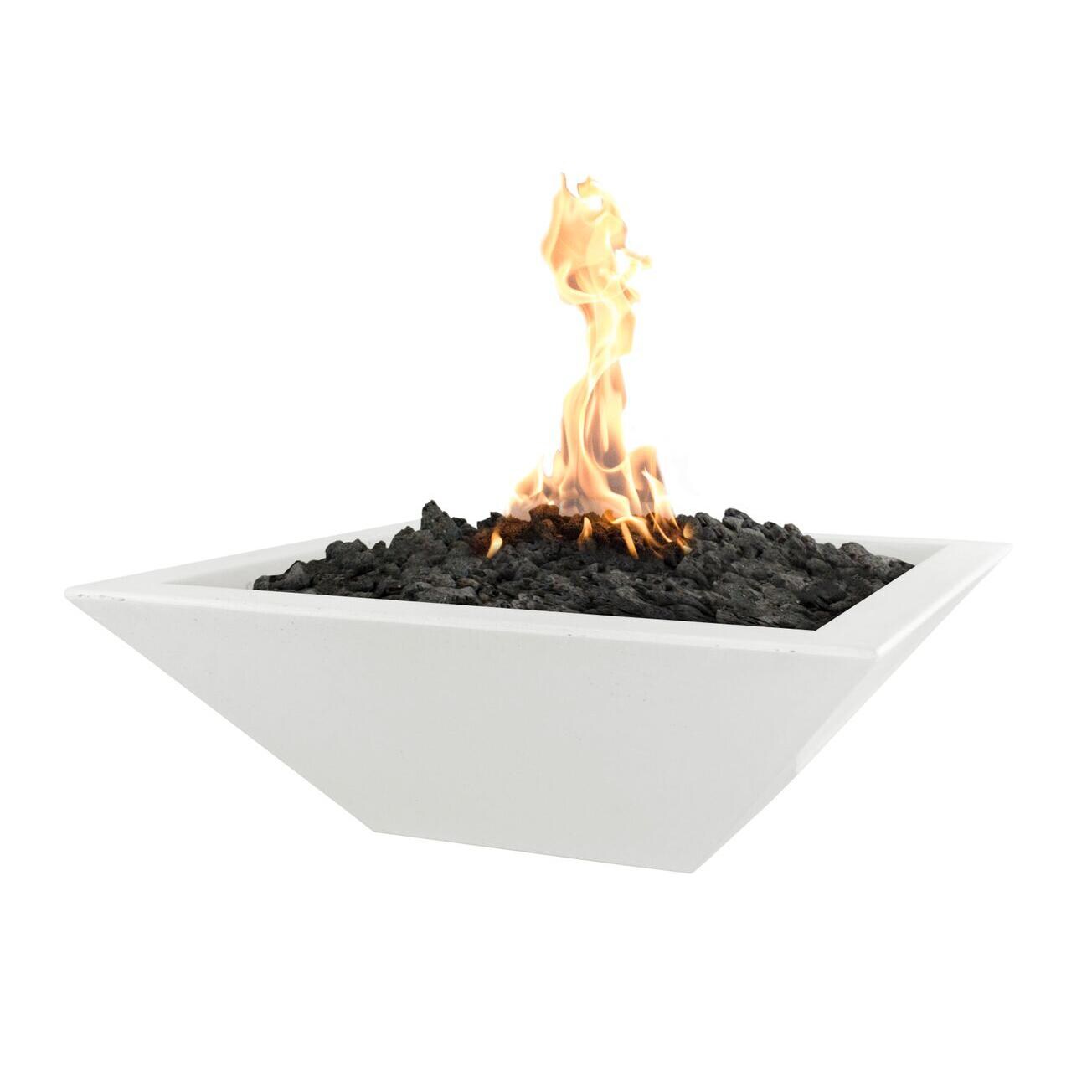 Maya 36 Inch Square GFRC Natural Gas Fire Pit w/ Key Valve in Limestone by The Outdoor Plus