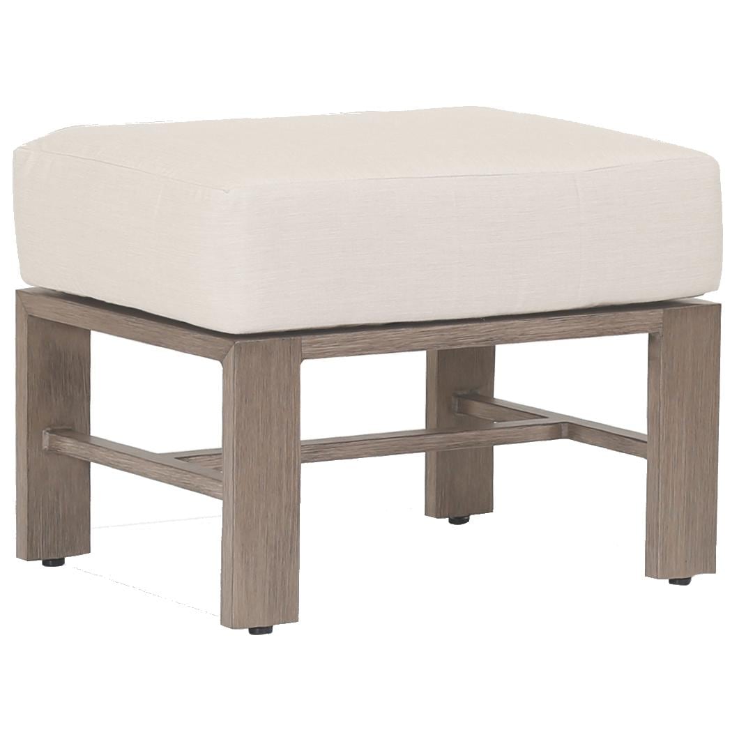 Laguna Aluminum Patio Ottoman W/ Sunbrella Canvas Flax Cushion By Sunset West thumbnail