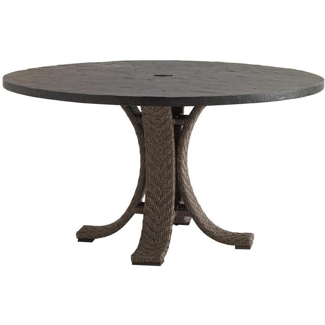 Tommy Bahama 3230-870 Blue Olive Wicker Patio 54 Inch Dining Table w/ Weatherstone Top - Side thumbnail