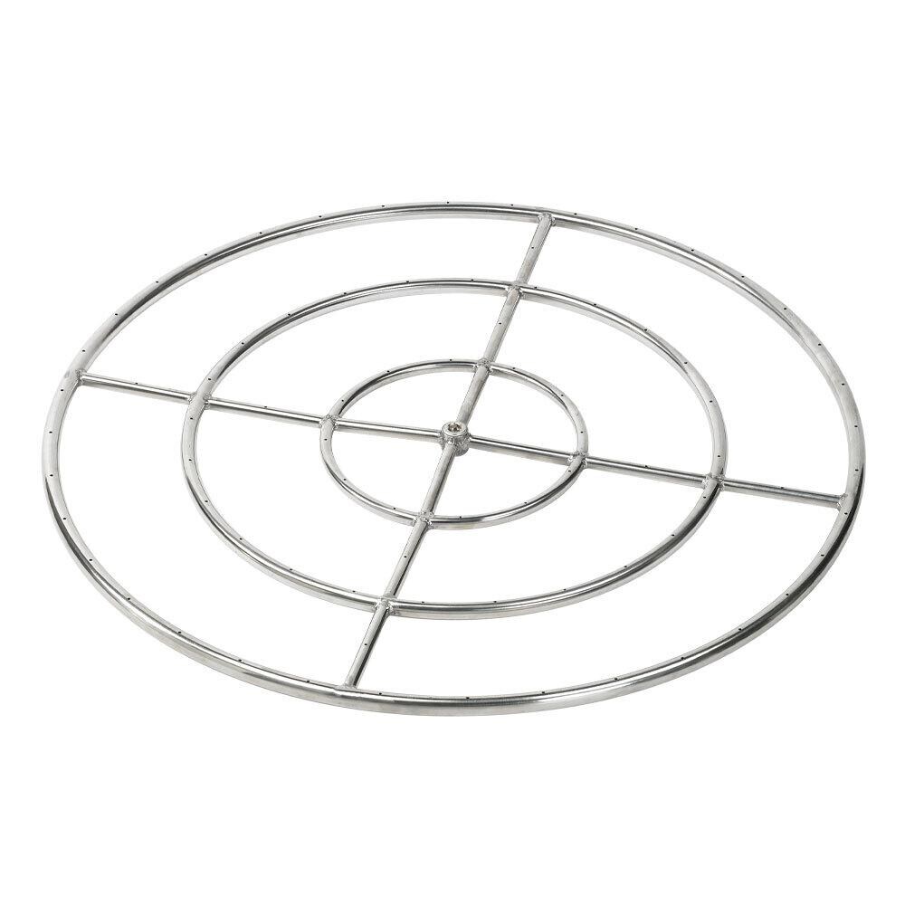 BBQGuys Signature 36-Inch Stainless Steel Triple-Ring Natural Gas Burner W/ 3/4-Inch Inlet - SS-FR-36