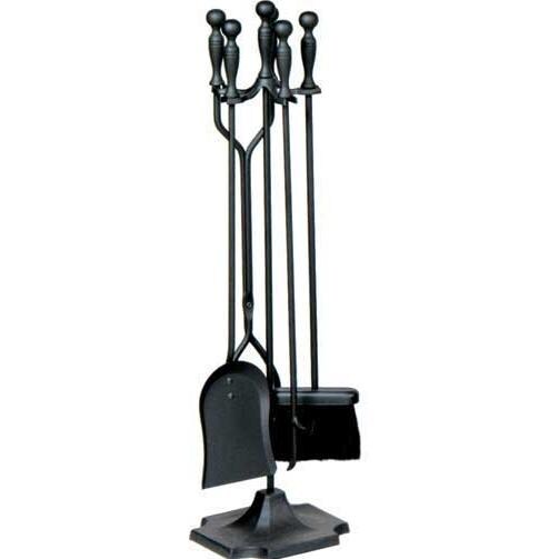 UniFlame 5-Piece Black Fireplace Tool Set With Ball Handles - T51030BK image