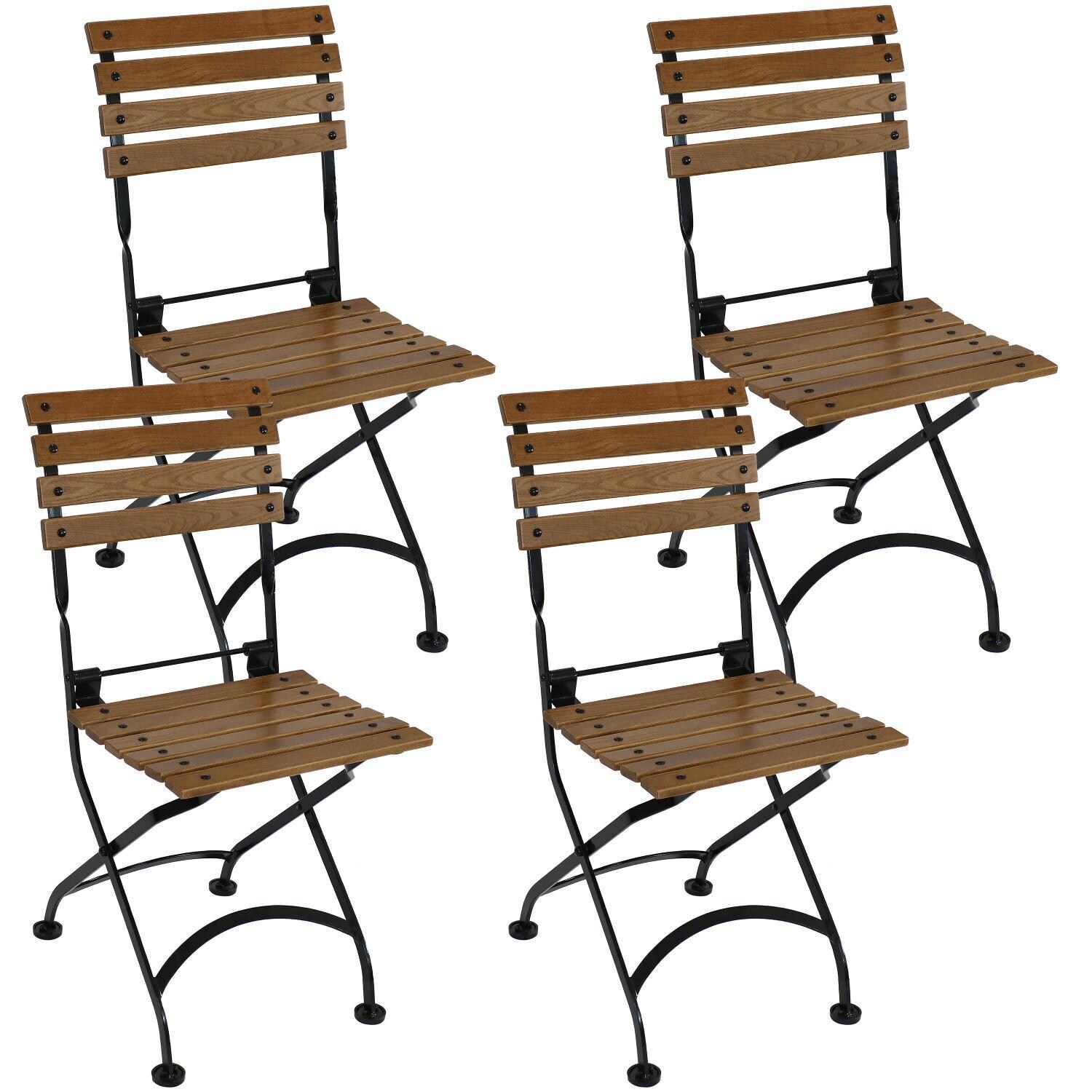 Ultimate Patio European 4-Piece Chestnut Folding Bistro Side Chair Set thumbnail