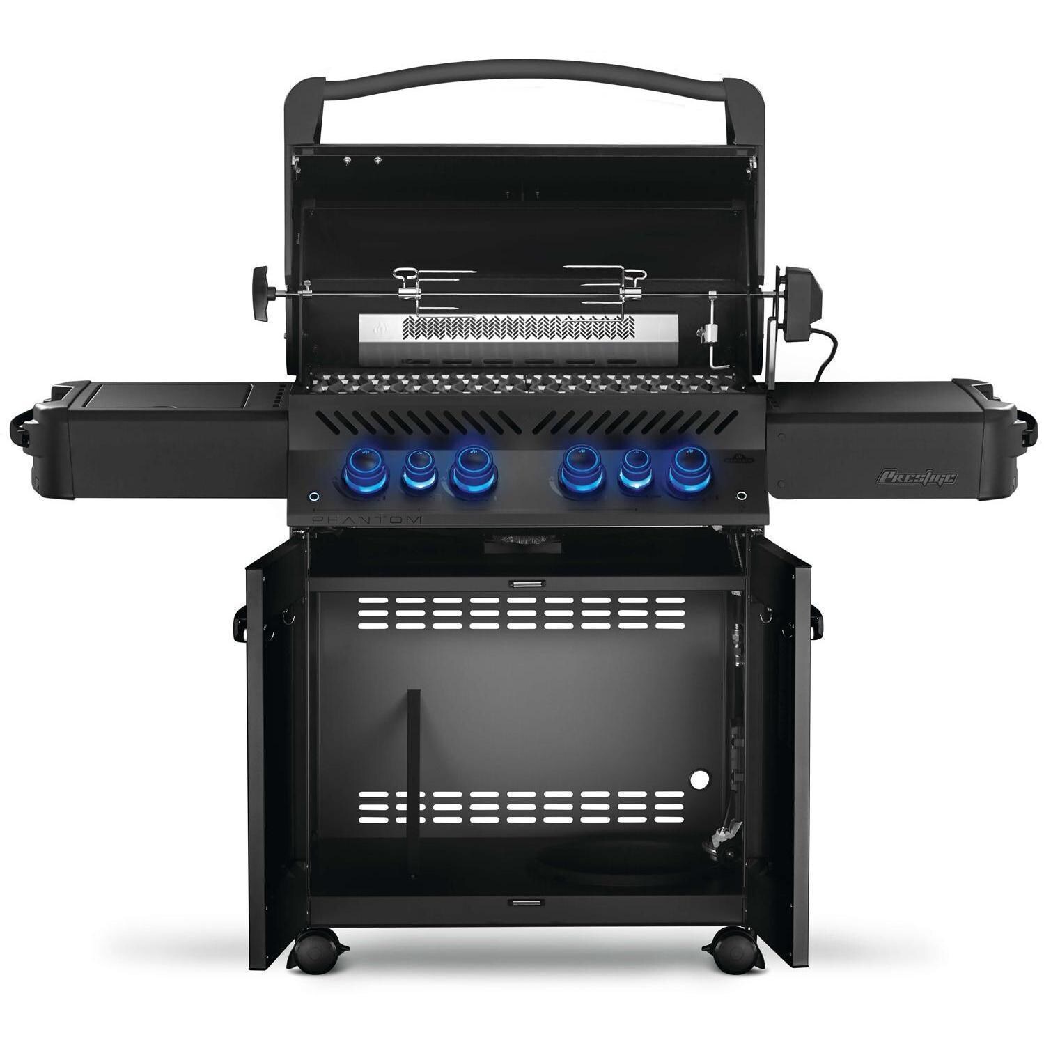 Napoleon Phantom Prestige 500 Propane Grill Bundle w/Cover, Charcoal Tray, Rotisserie Basket & Drip Trays - Phantom Prestige 500 Propane Grill - Interior - White Background thumbnail