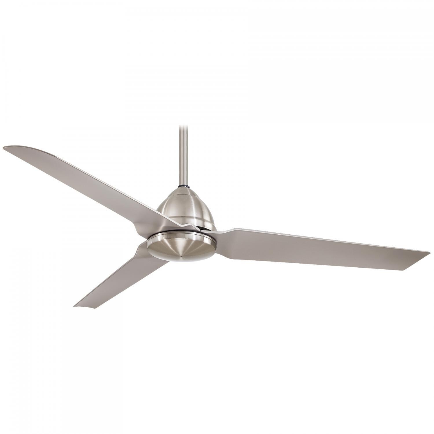 Minka-Aire Java 54-Inch 3-Blade Ceiling Fan in Brushed Nickel Wet Finish W/ Silver Blades - F753-BNW