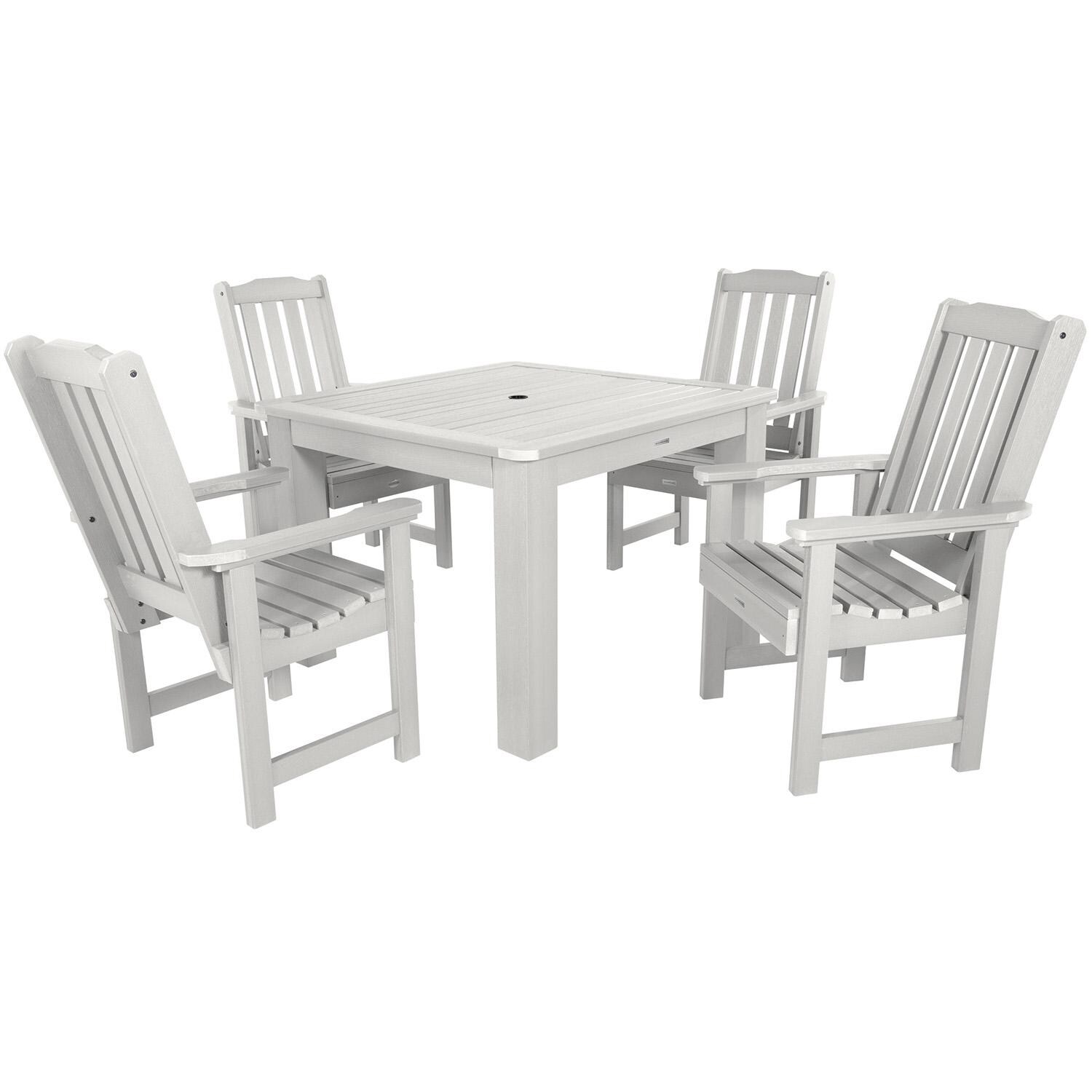 Hart Lane 5 Pc Square Dining Set in White By Lakeview Outdoor Designs - White Background thumbnail