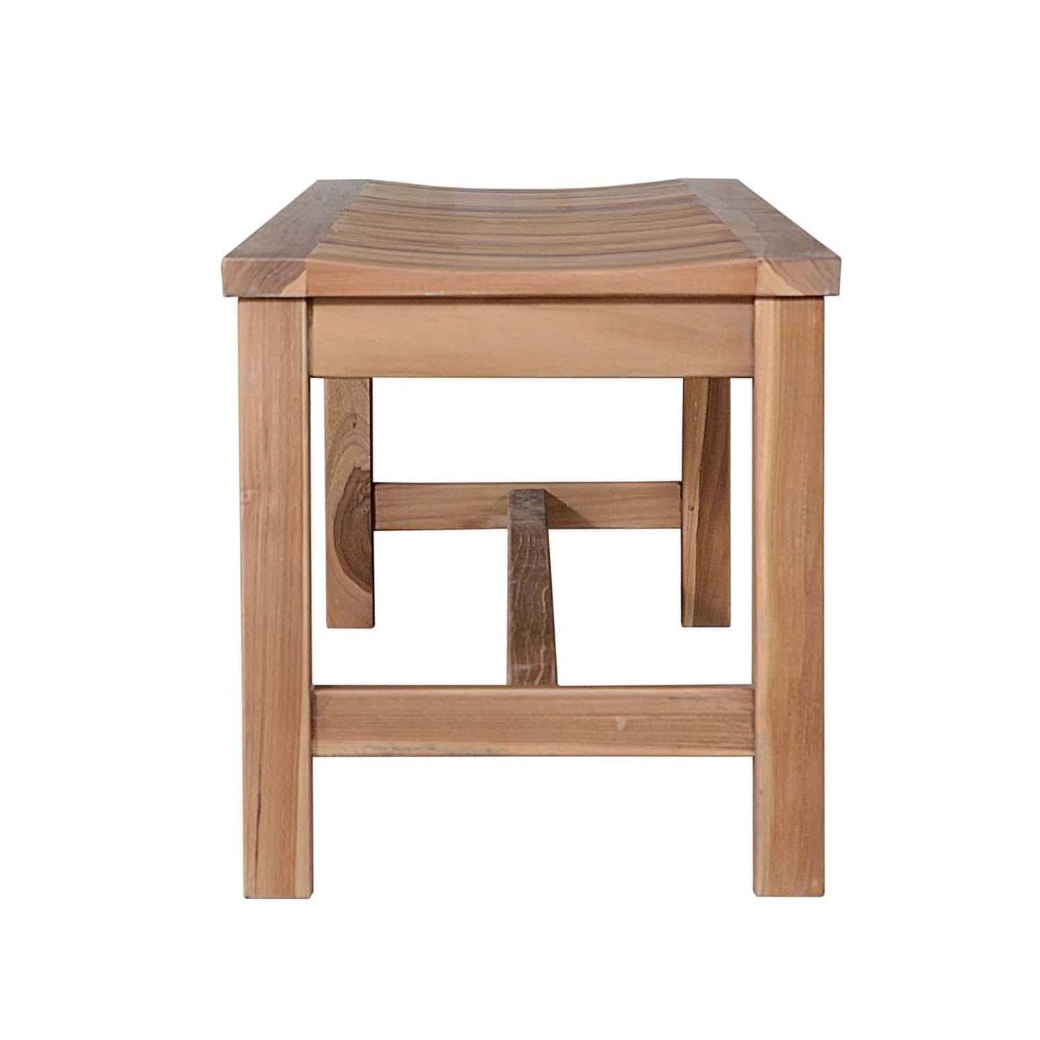 Catahoula Bay 5 Pc Teak Dining Set in Canvas Ginkgo by Lakeview Outdoor Designs - Bench Side View - White Background thumbnail