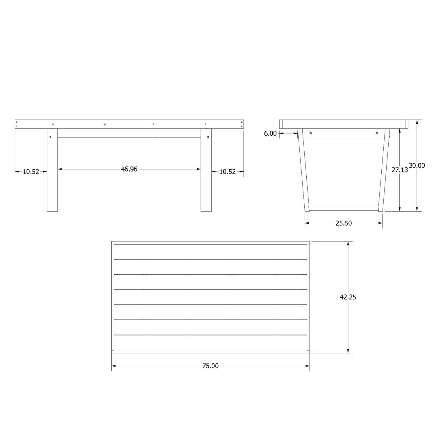 Hazel Cove 75-in Black Sand Recycled Plastic Dining Table by Lakeview Outdoor Designs - Dimensional thumbnail