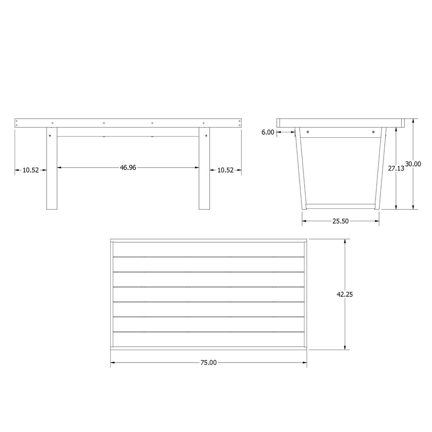 Hazel Cove 75-in Black Sand Recycled Plastic Dining Table by Lakeview Outdoor Designs - Dimensional thumbnail