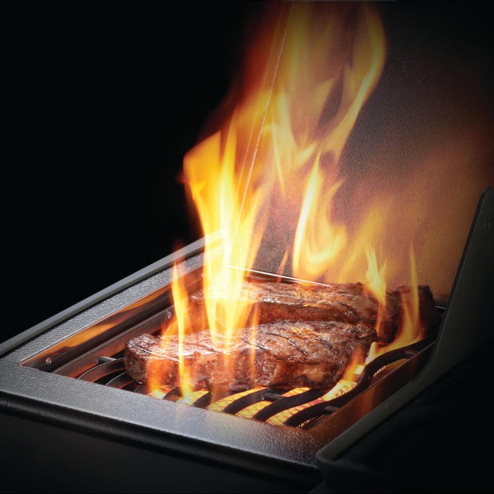 Napoleon RXT365SIBNK-1 Rogue XT 365 Natural Gas Grill with Infrared Side Burner - Black - Searing Steak On The Sizzle Zone Side Burner thumbnail